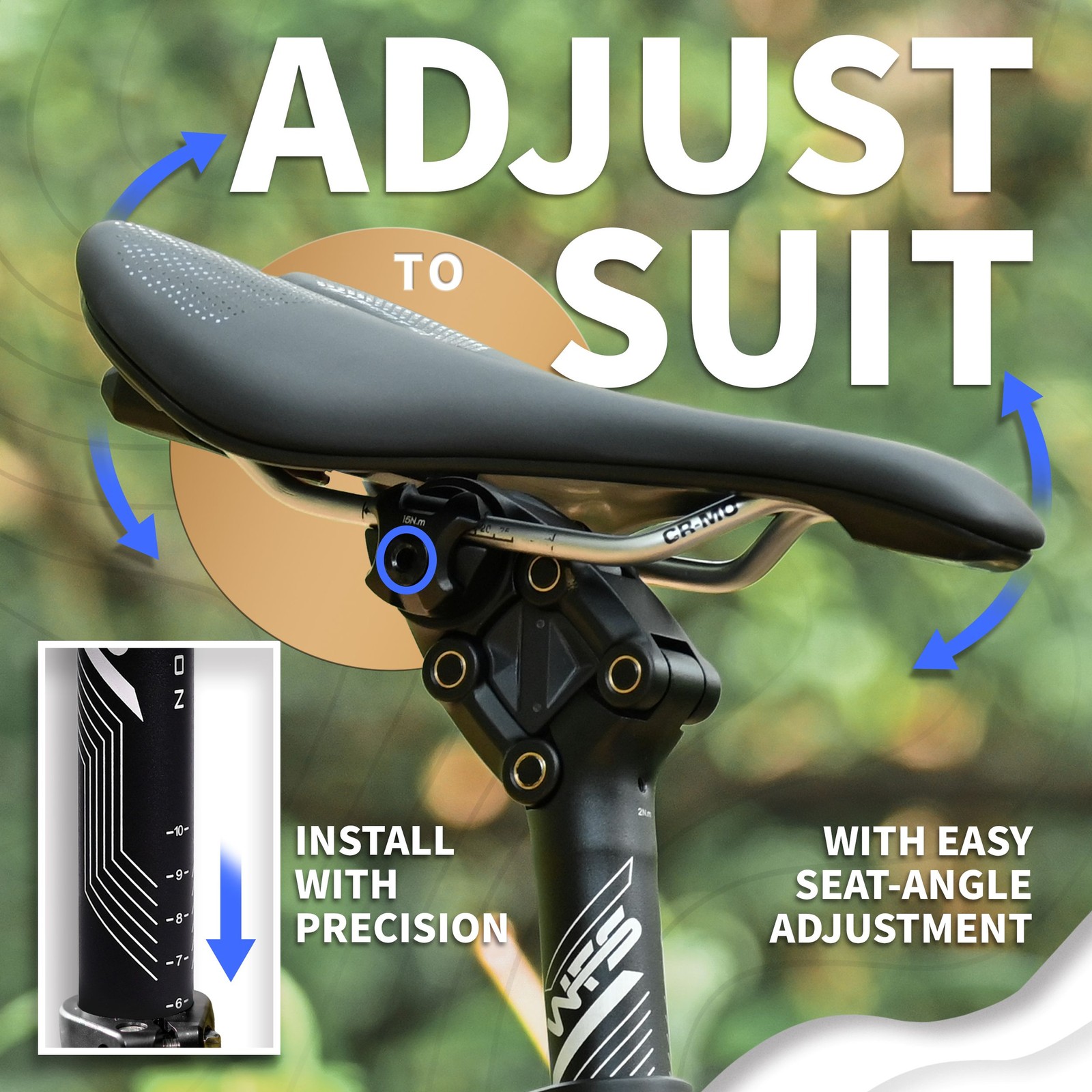 WFS Glide Shock Absorbing Suspension Seatpost 27.2X360mm ,Black