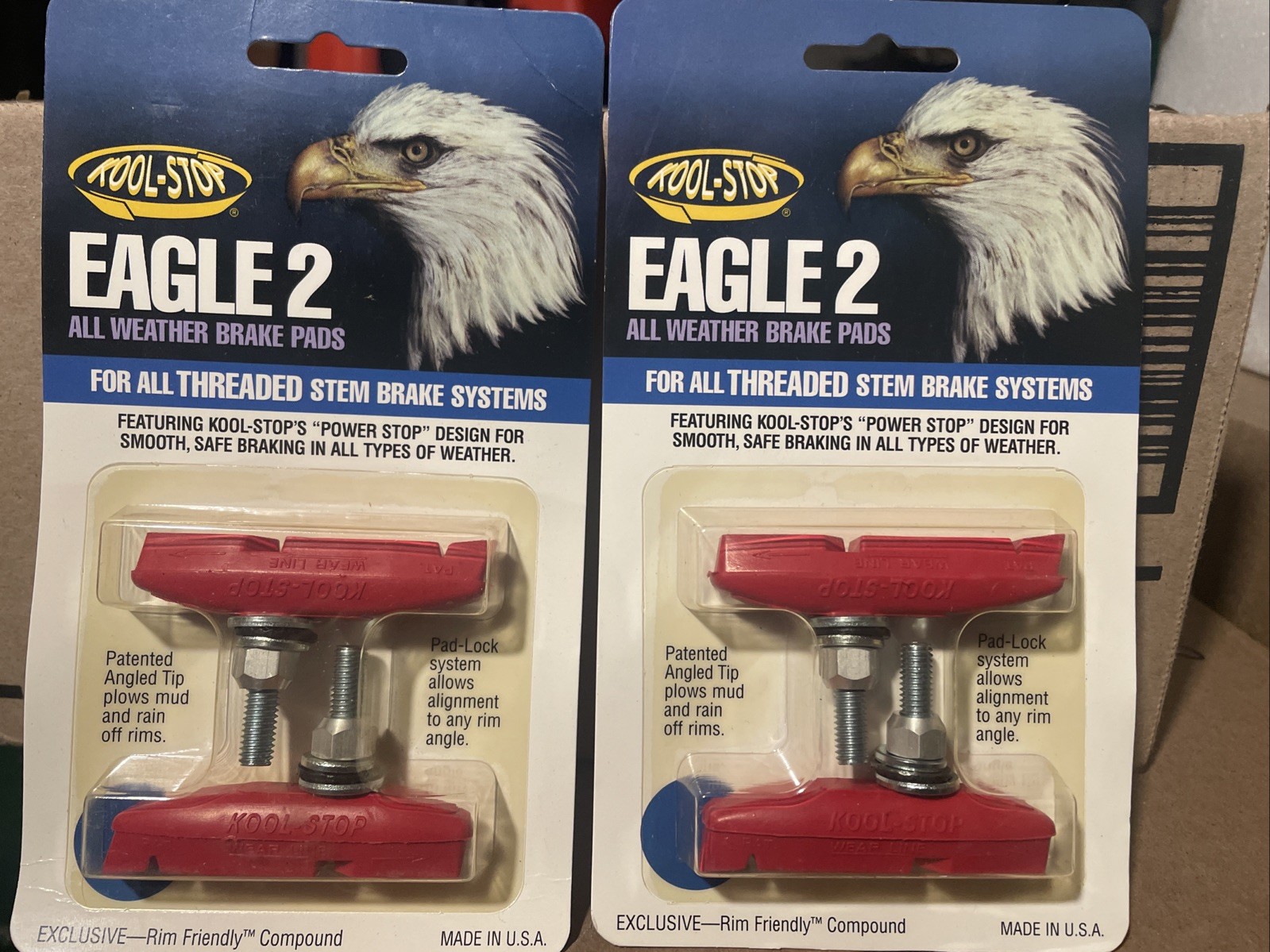 2 Sets Kool Stop Eagle-Claw 4 Pads, Threaded – Salmon