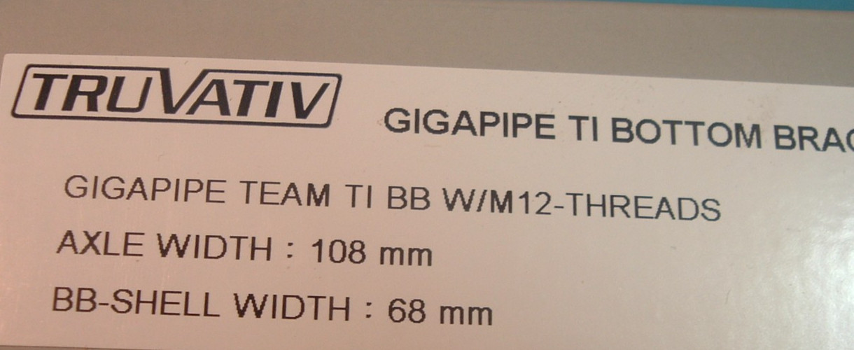 Truvativ Gigapipe Max Ti Sealed Cartridge NEW Bottom Bracket-ISIS 68x113MM -NIB