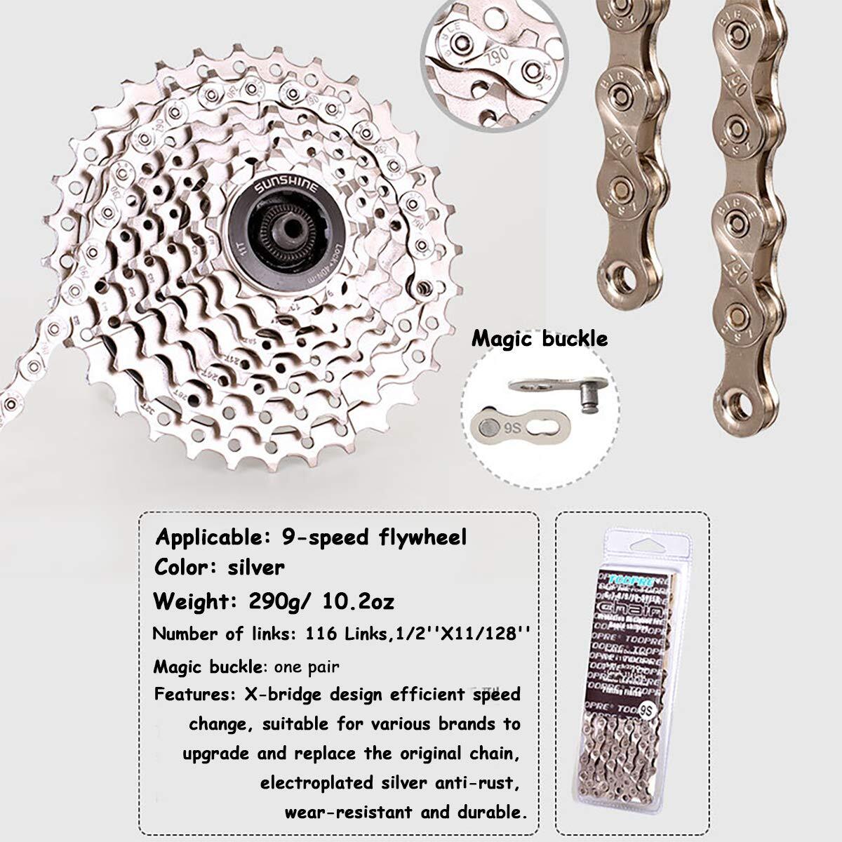 Z10 10-Speed Bike Chain 1/2 x 11/128 Inch 116 Links Electroplating Silver Rus…