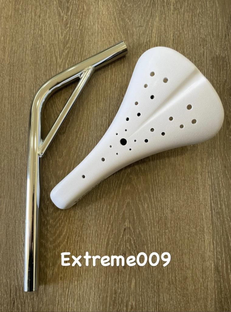 Viscount Dominator Seat Bmx Hard Shell WHITE with Laid Back Seat Post 25.4mm 7/8