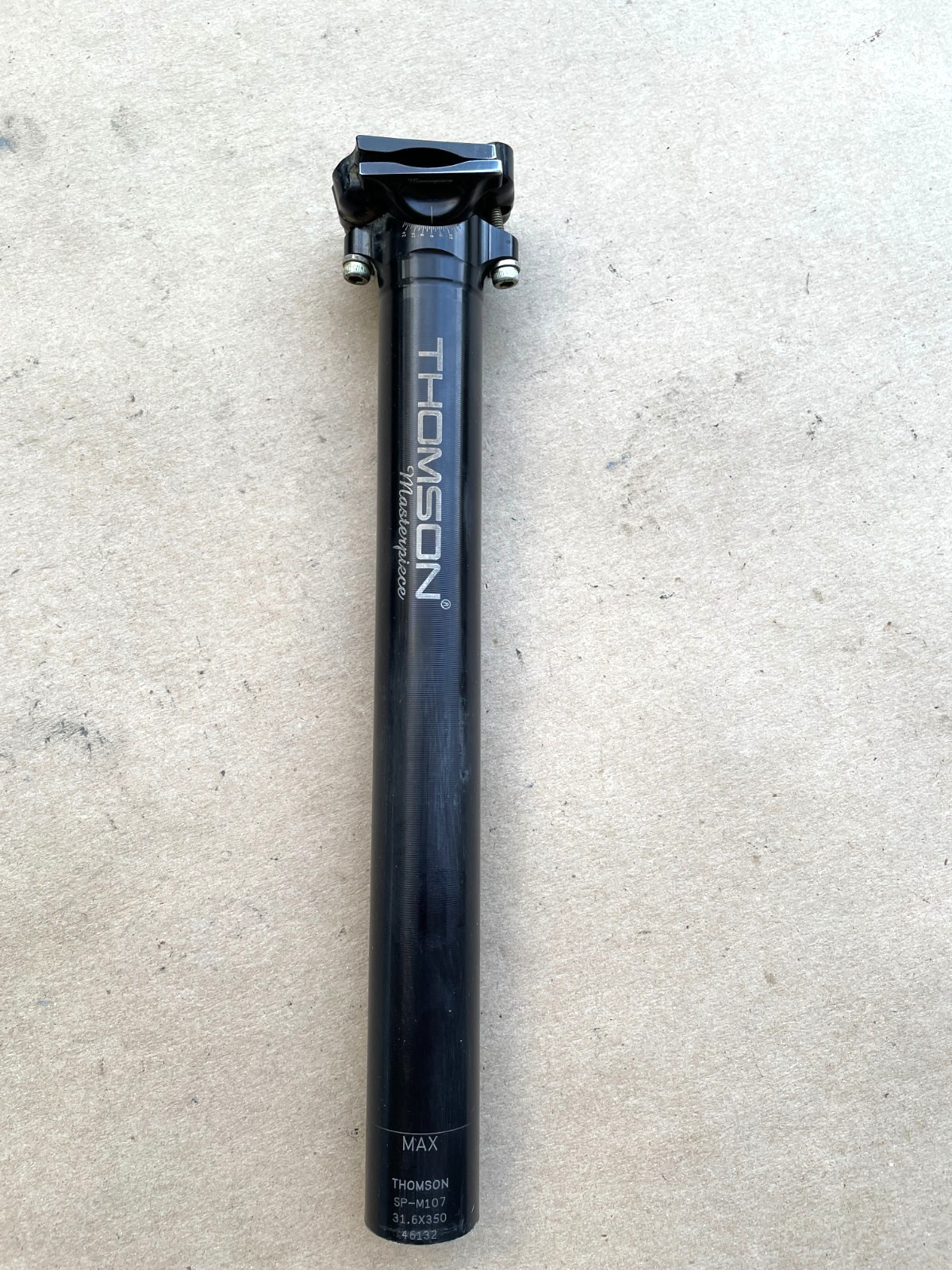 Black Thomson Masterpiece Seatpost SP-M107 31.6mm x 290mm (cut down from 350mm)