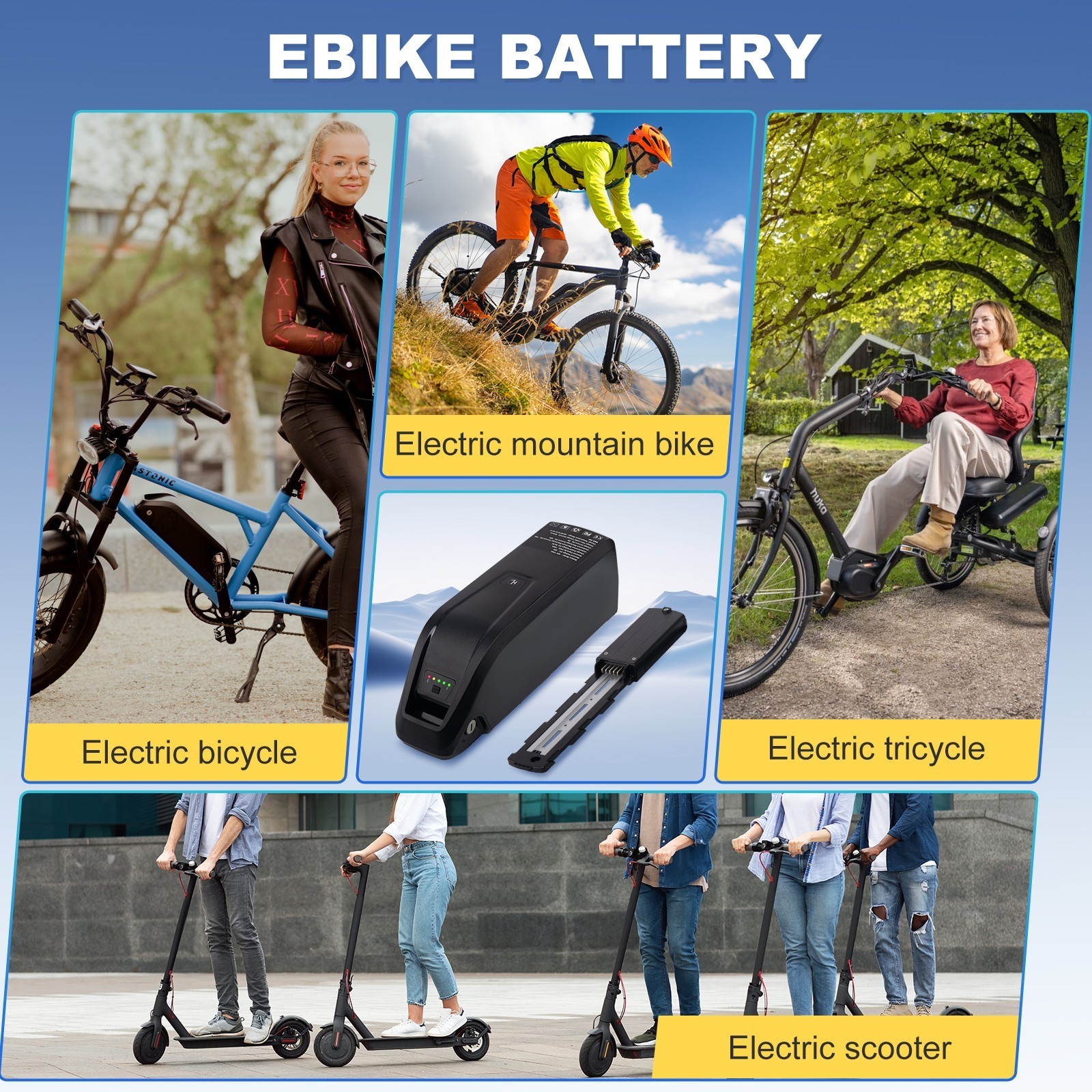 Electric Bicycle 48V 10Ah Hailong Lithium Ebike Battery F o 0-1000W 4Pin/5Pin.
