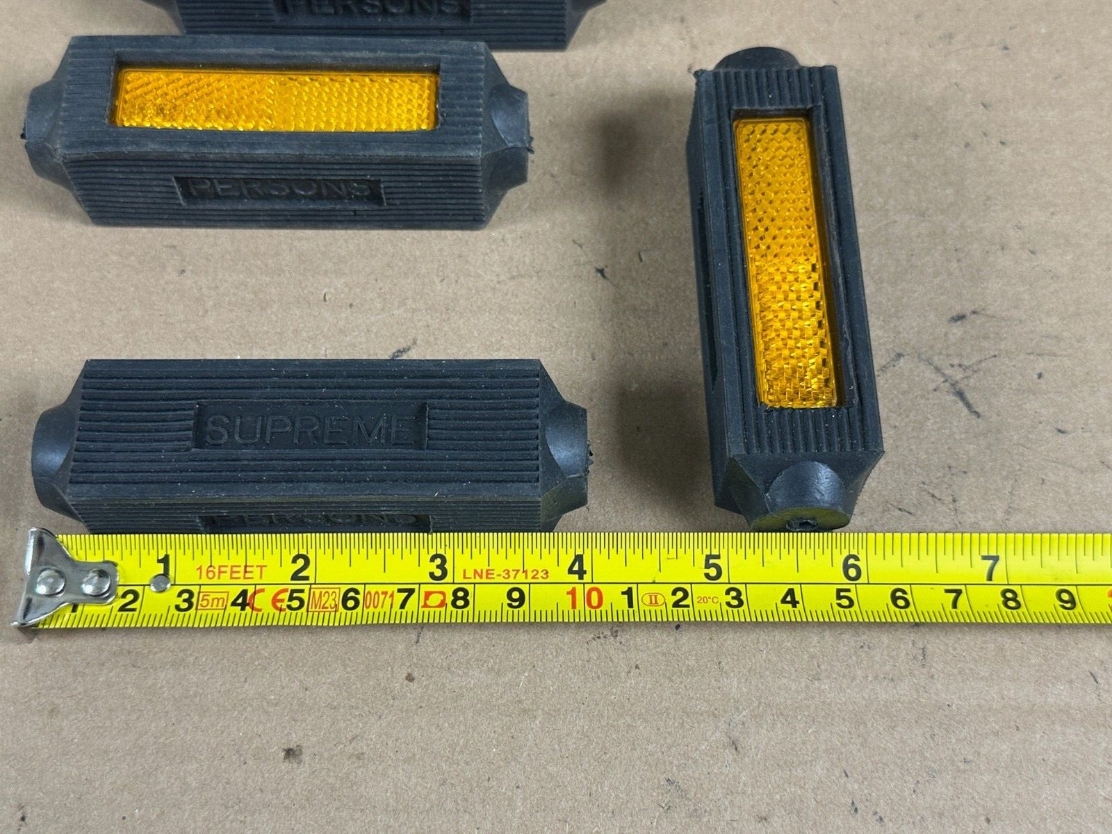 NOS Persons Supreme Rubber Pedal Blocks w/Reflectors 4″ x 1″ for Schwinn/Raleigh