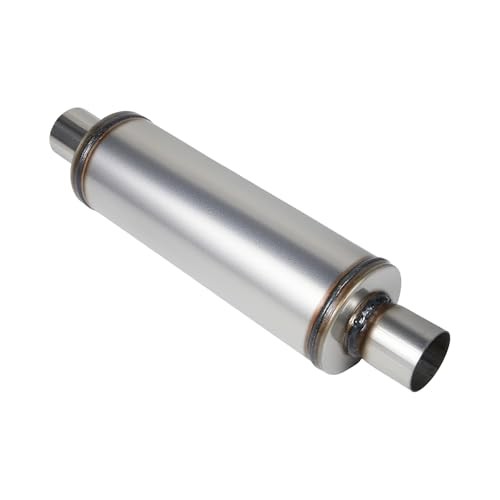 Exhaust Muffler, Universal Muffler for 2.25″ Inlet/Outlet + 4.5″ Body Diameter