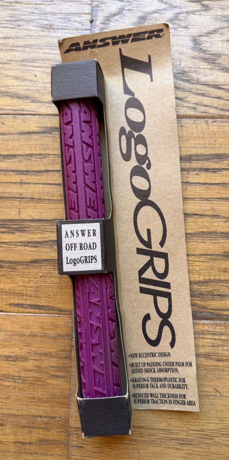 PURPLE Answer Logo Grips 4 3/4″ Made in USA *Fits ANY bicycle* VINTAGE