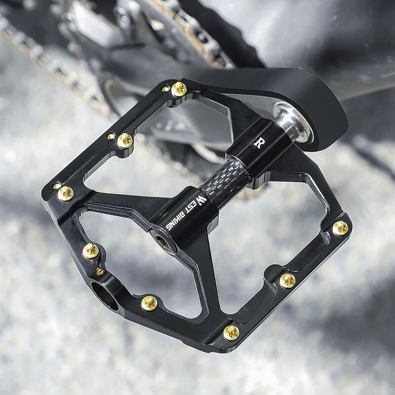 WEST BIKING Bike Pedals Carbon Fiber Axle 3 Bearing Bicycle Pedals Black a Pair