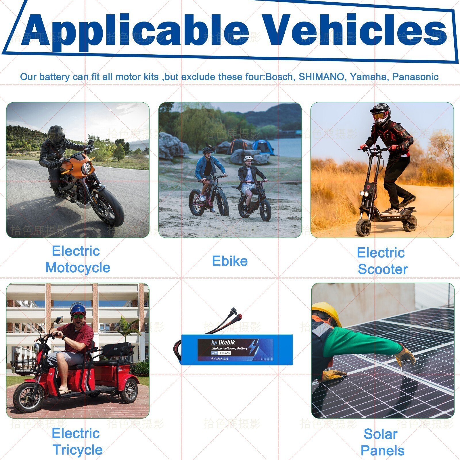 48V Ebike Battery for 350W 500W 750W 1000W Electric Bike Bicycle Scooter 30A BMS