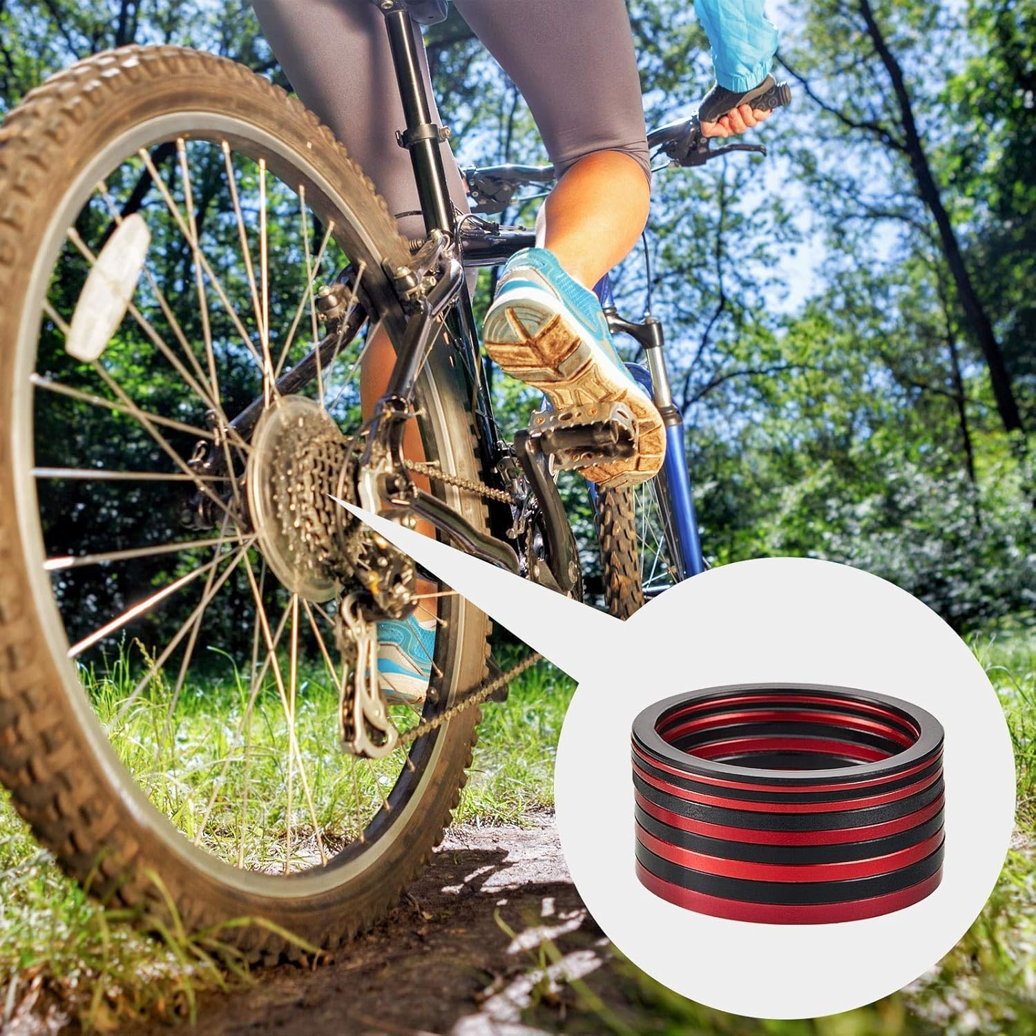 10pc Bike Cassette Spacer Washer Set 1-3mm Anodized Alloy 7 8 9 10 11 Speed Free