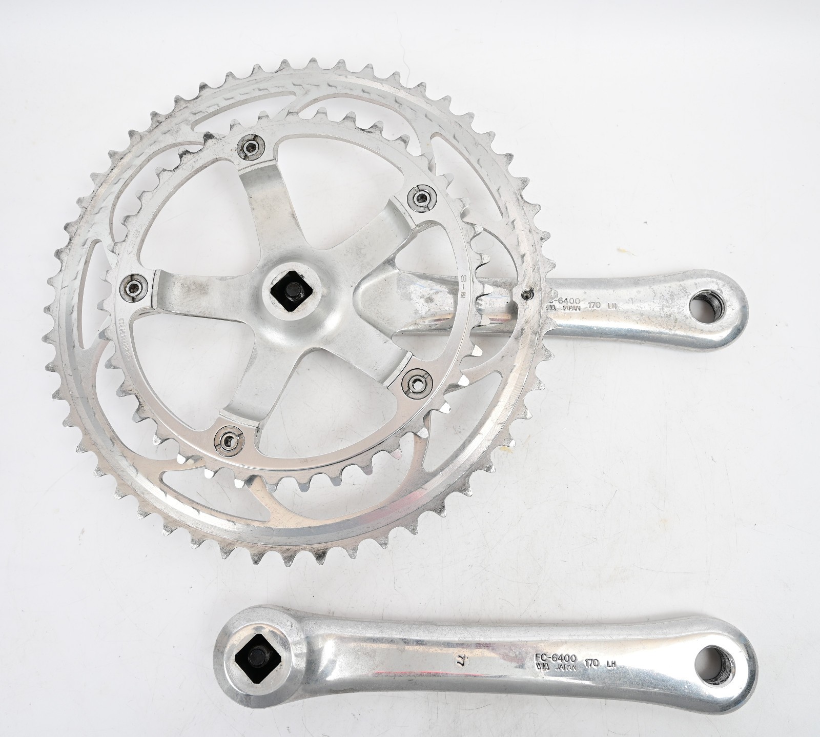 Vintage Shimano 600/Ultegra Tri-Color FC-6400 Double Road Bike Crankset, 53/39t