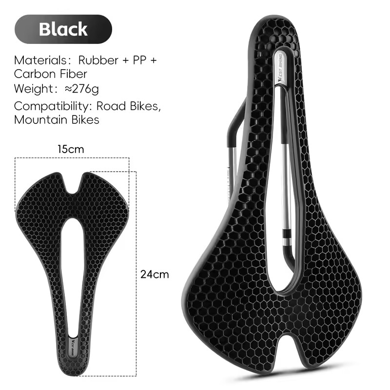3D Honeycomb Bike Seat Cushion Soft Comfort Bicycle Saddle Wide Shock Absorbing