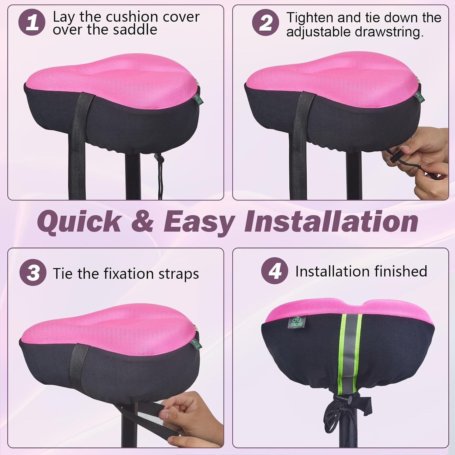 Large Gel Padded Bike Seat Cover – Compatible with Peloton & Mountain Bikes