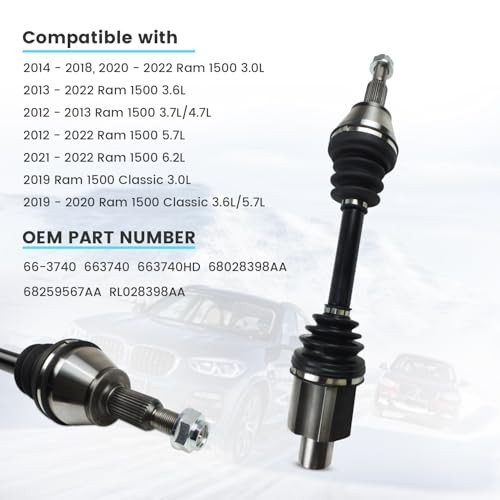 66-3740 Front CV Axle Shaft Compatible with 2012-2022 Dodge Front Left or Right