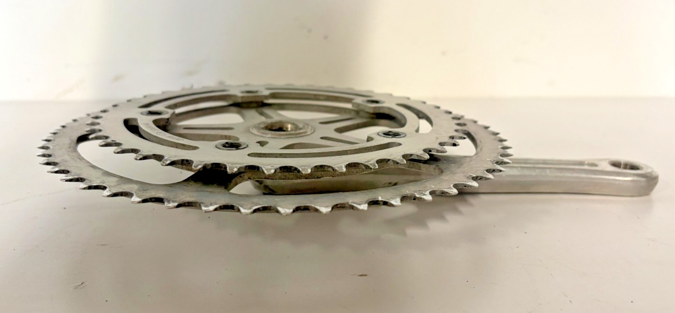 Vintage SR Sakae Silstar 170mm 52/42 Silver Aluminum Road Bike Double Crankset