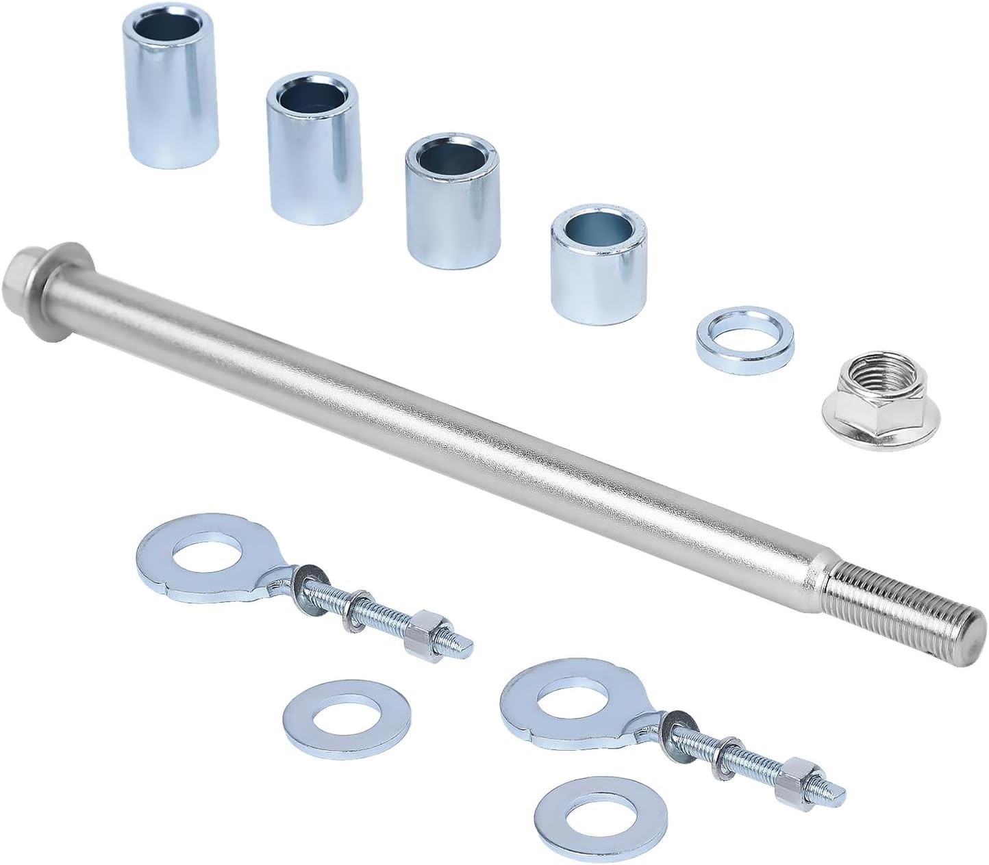 Mini Bike Rear Axle Kit 15mm*225mm(0.59″x8.86″) with Chain Adjusters – for Colem