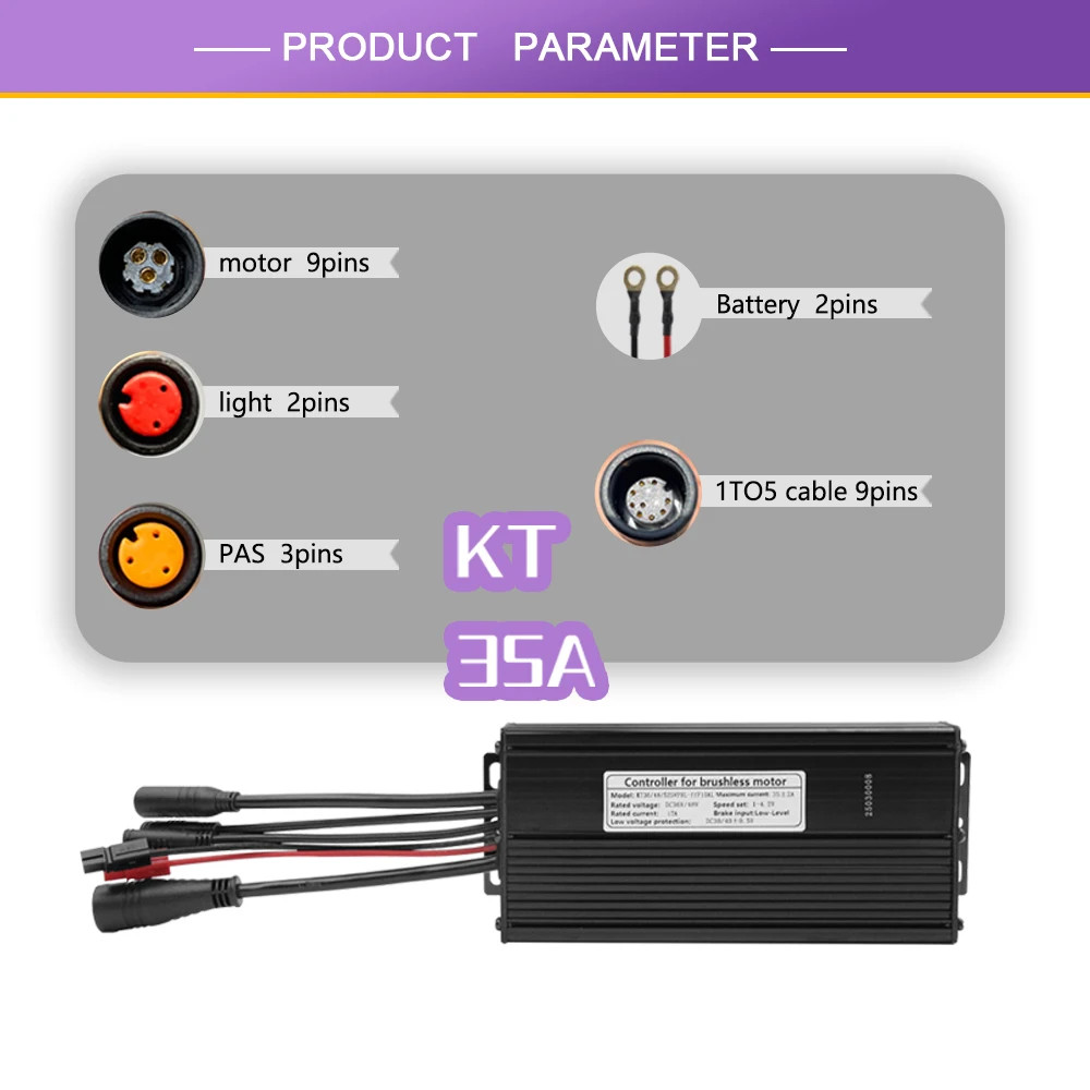 36V48V52V E-Bike Sine Wave Controller 35A for 1000W 1500W Brushless Motor