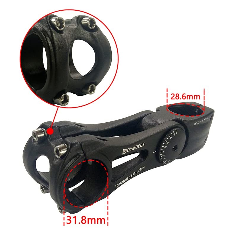 Bike Stem 0-70 Degree 31.8mm Bicycle Stem Extender Riser Adjustable 31.8 x 90mm