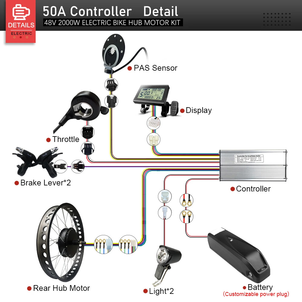 48V 2000W Snow E-bike Conversion Kit 4.0 Tyre Rear Cassette Hub Motor Wheel