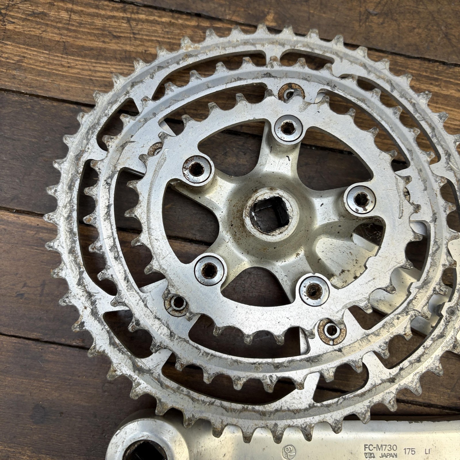 Vintage Shimano Deore XT FC-M730 Crankset 175mm 110 BCD Triple Biopace MTB Japan