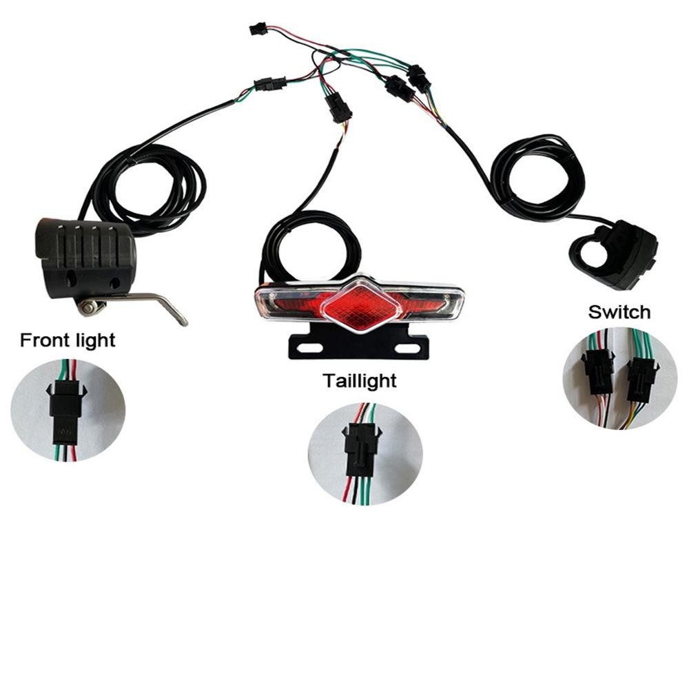 3 in 1 Light Kits 36V/48V/60V E-Bike Headlight & Tail Light Horn Turn Switch