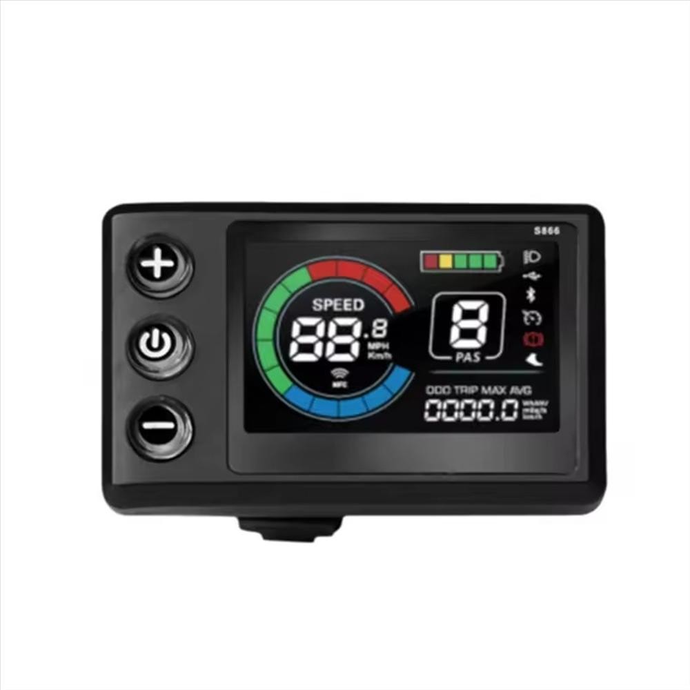 24V-60V E-Bike S866-1S LCD Display Meter Control Panel w/USB Port 5Pin WP Plug
