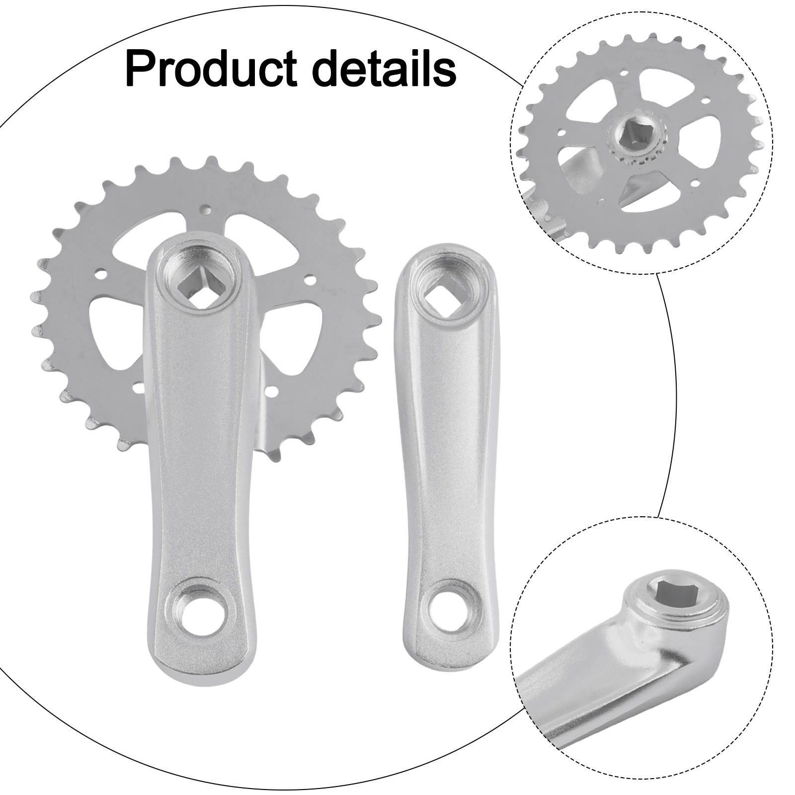 28T 114mm Aluminum Crankset for Single For Speed and Fixie Bikes Square Hole BB