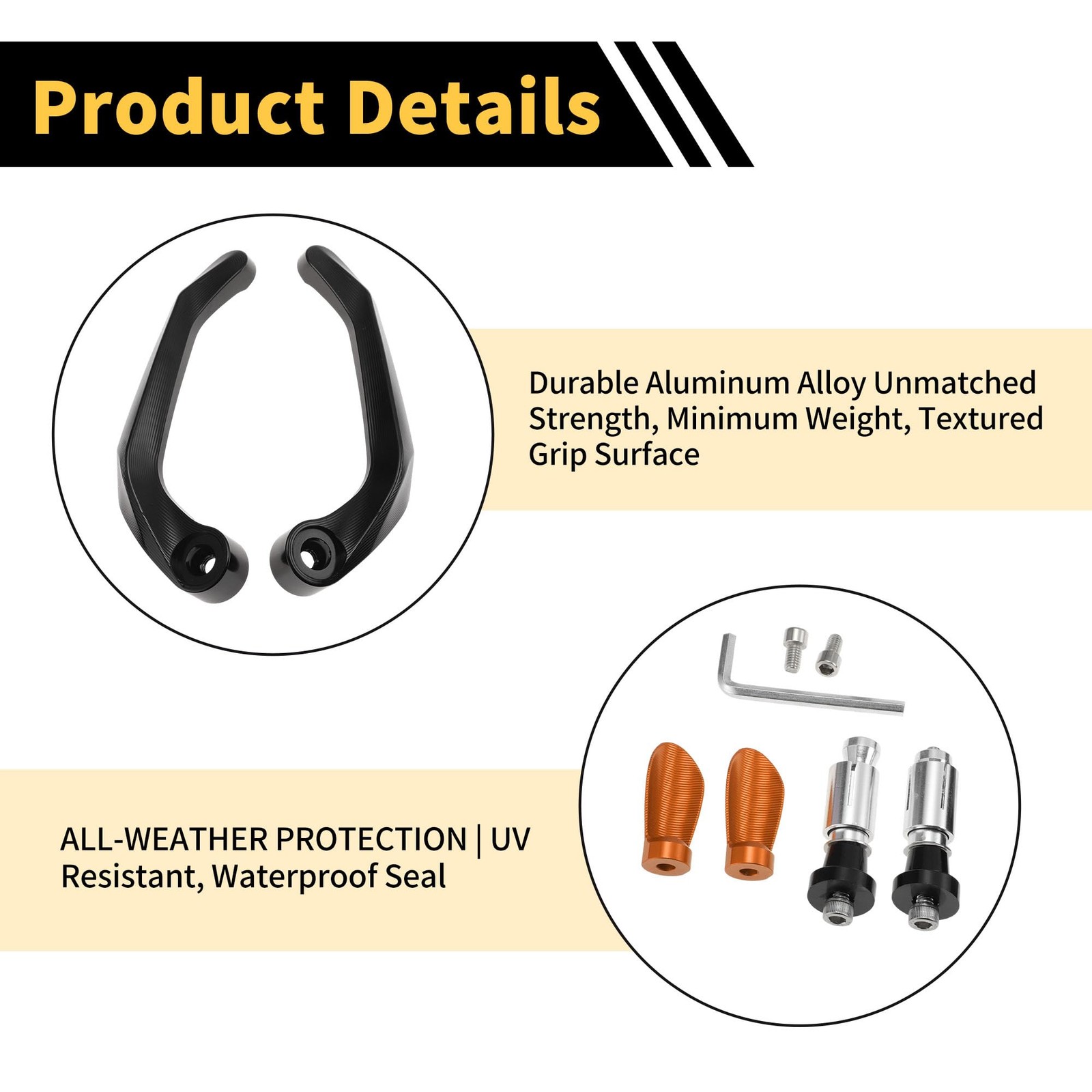 Universal CNC Aluminum Alloy Motorcycle Handguards-Heavy Duty Handle Orange 6″