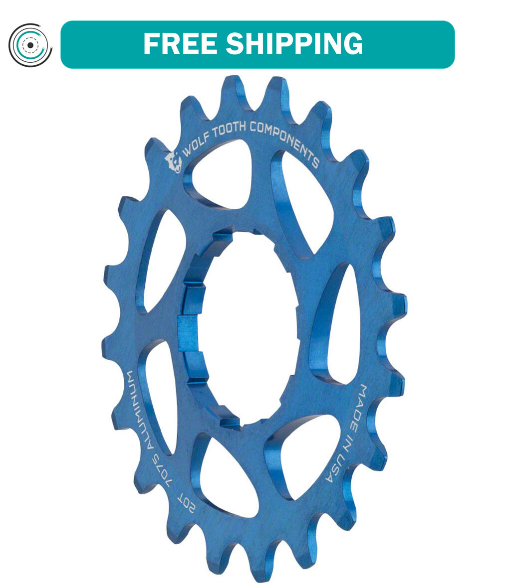Wolf Tooth Single Speed Aluminum Cog: 20T, Compatible with 3/32″ Chains, Blue