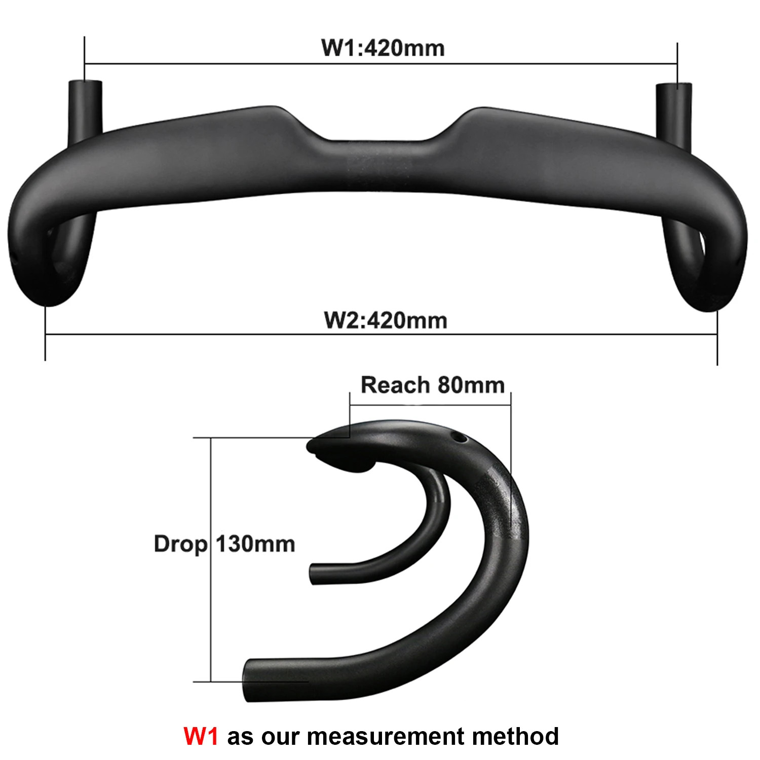 Road Bike Cycling 3K Glossy Internal Routing Carbon Handlebar 400/420/440mm