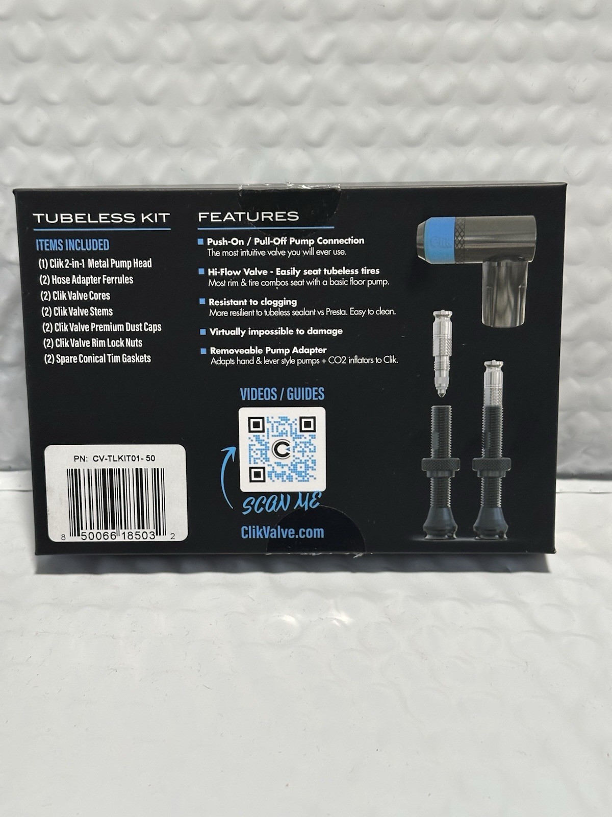 Clik Valve TUBELESS VALVE & PUMP HEAD KIT PREMIUM Edition 50mm Valve Long