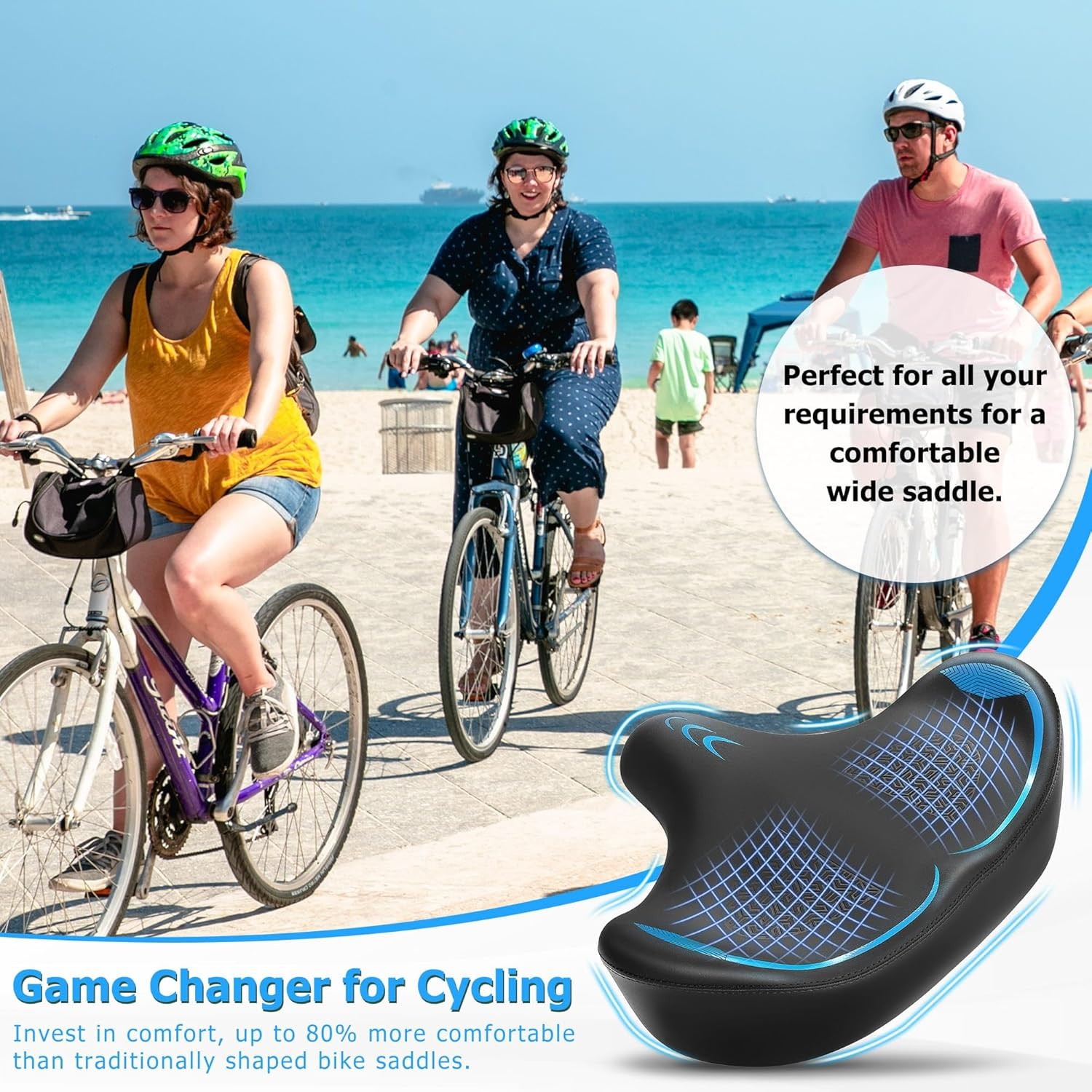 CDYWD Oversized Bike Seat for Men & Women Comfort, Extra Wide Bicycle Seat Cushi