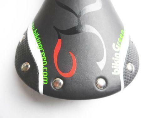 NEW Bikingreen Koior Saddle «255g» Black w/ White Cr-Mo Rail Vintage Pista Fixie