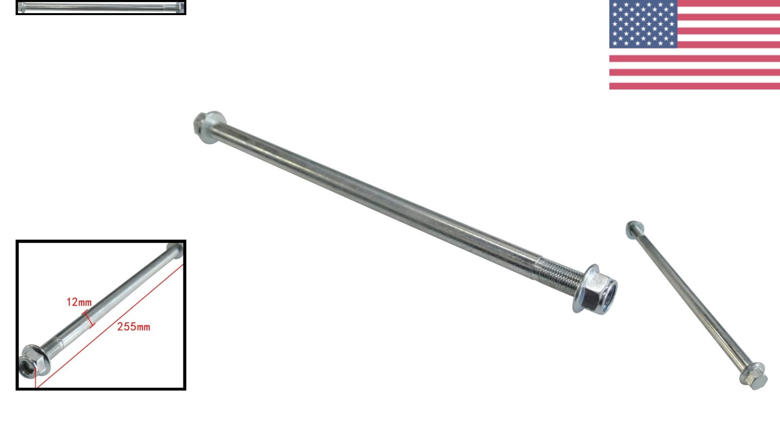High-Performance 12mm Rear Axle 255mm for Dirt Bikes and ATVs – Safe & Reliable