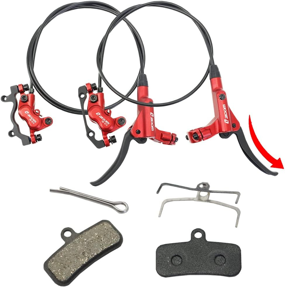 Zoom HB876 4-Piston Pre-Bled Hydraulic Disc Brake Set for Mountain Bike, Bike Di