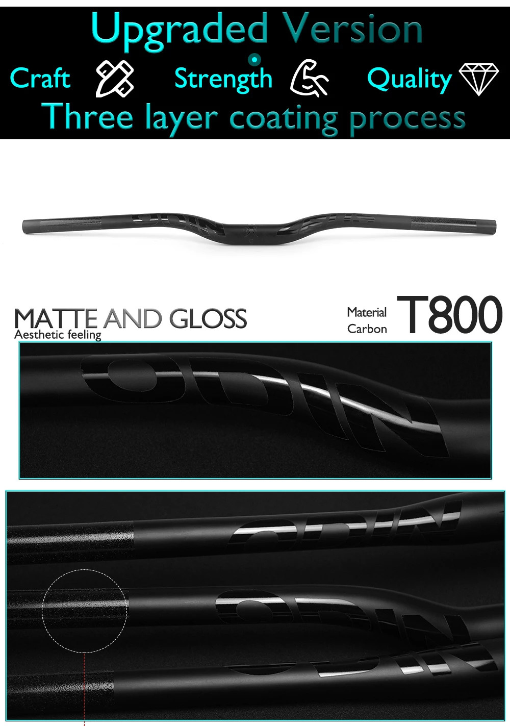 Carbon Fiber Mountain Bike Flat Riser Bar 31.8mm Clamp for XC Bicycle Handlebar