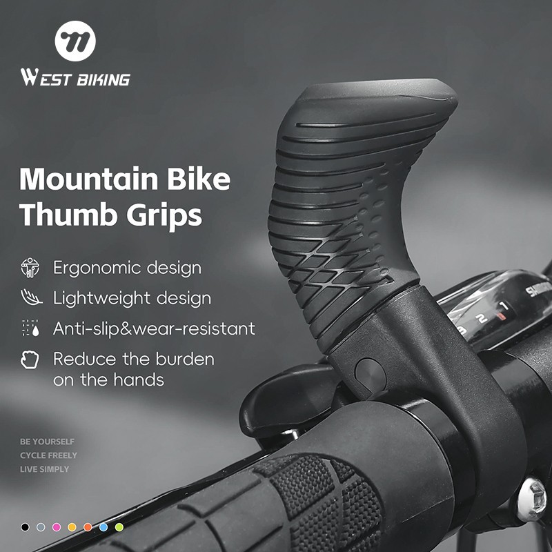 WEST BIKING Bike Rest Handlebar Ergonomic Bicycle Handlebar Bar Ends Plugs Black