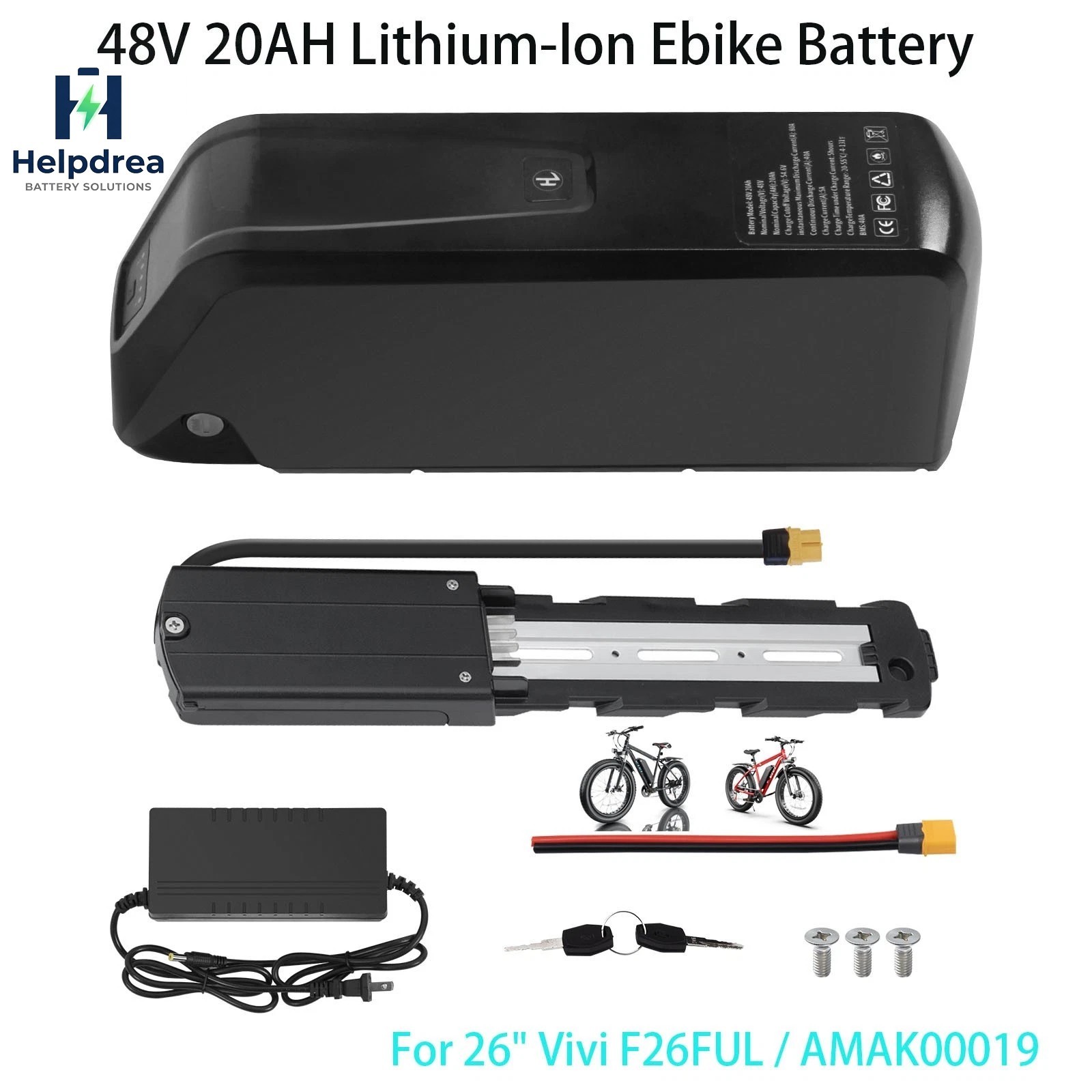 48V 20AH Lithium-Ion Ebike Battery For 26″ Vivi F26FUL AMAK00019 Electric Bike