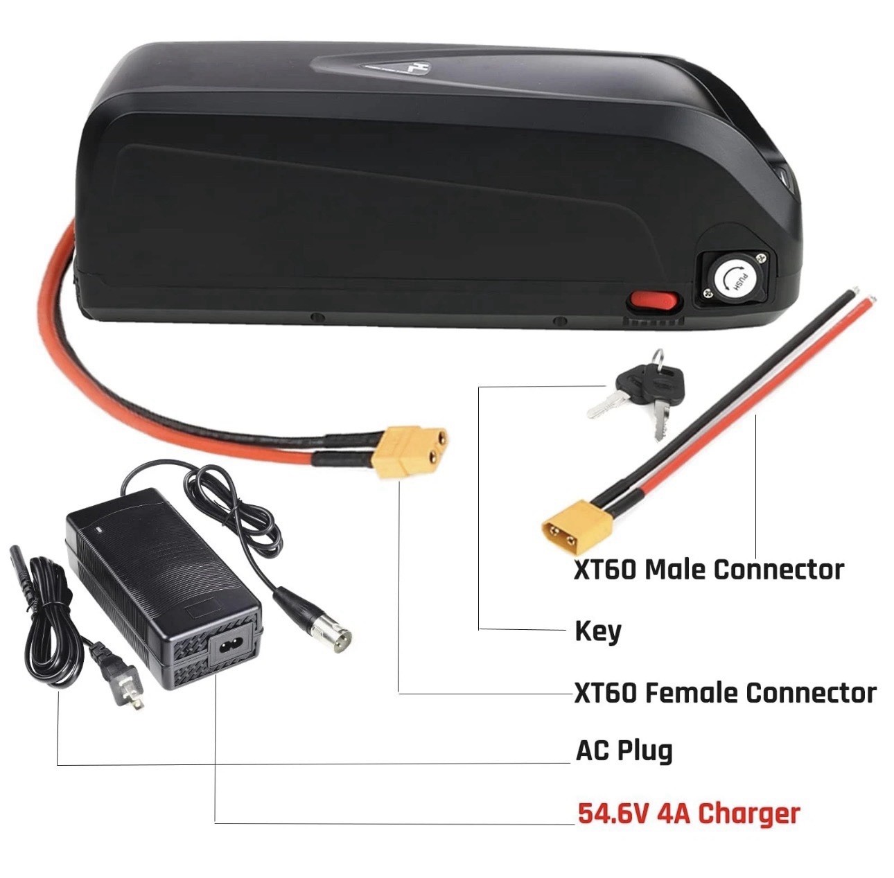 Hailong Lithium Ebike Battery 52V 18Ah Electric Bike Battery 100W-1800W BMS