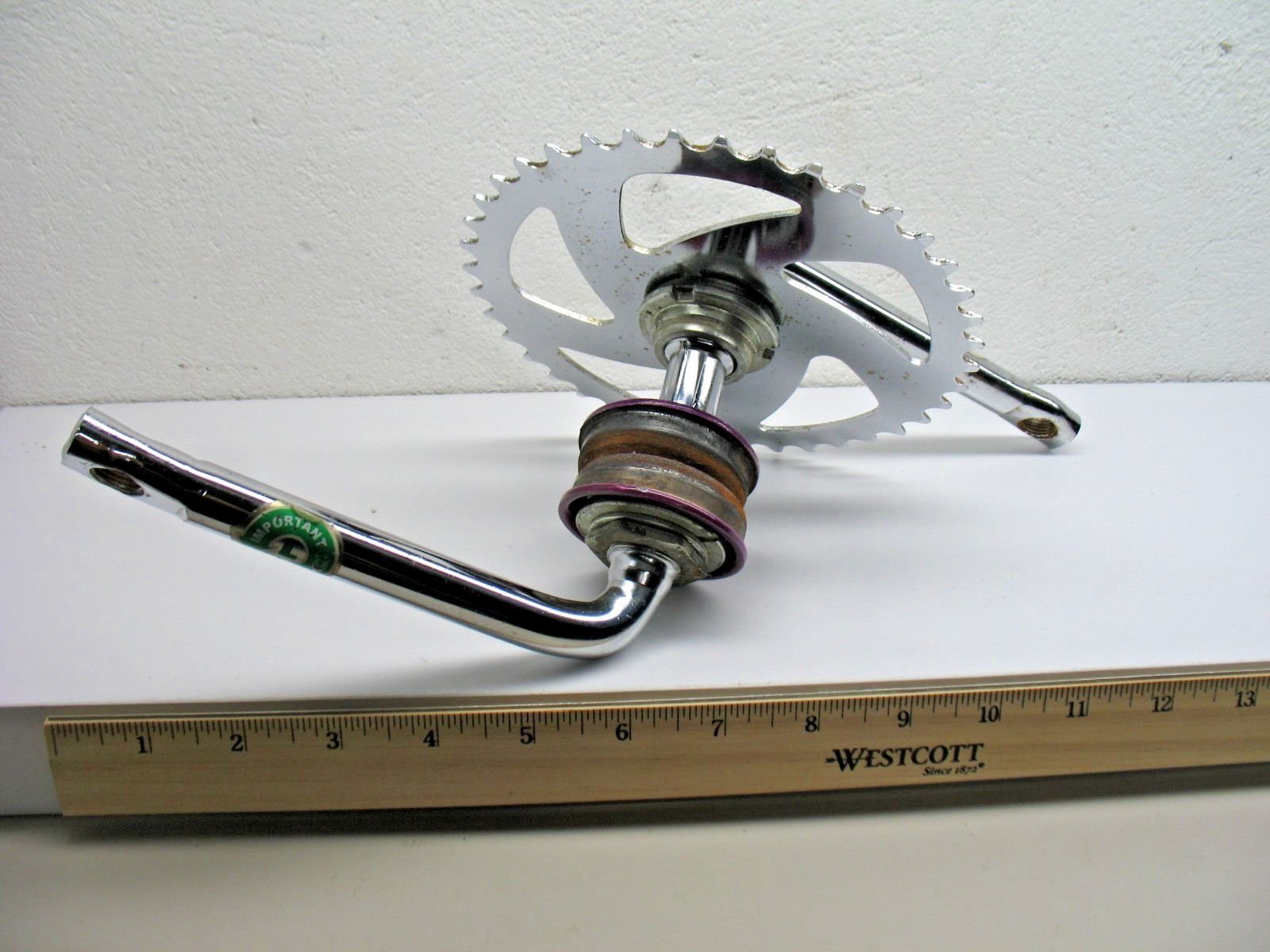 Chrome/Silver Steel Crank 40 Tooth Chainring, 140mm (5-1/2″) with B/B Set-USED