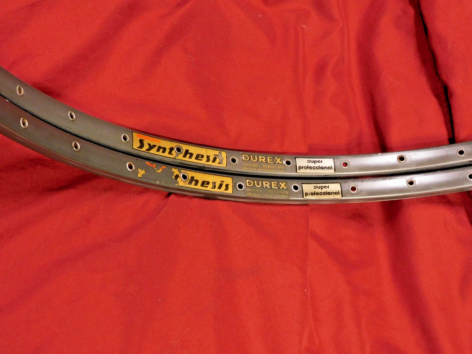 2 Vintage Ambrosio Synthesis Durex Super Professional Tubular Rims 36H @ 435 gr