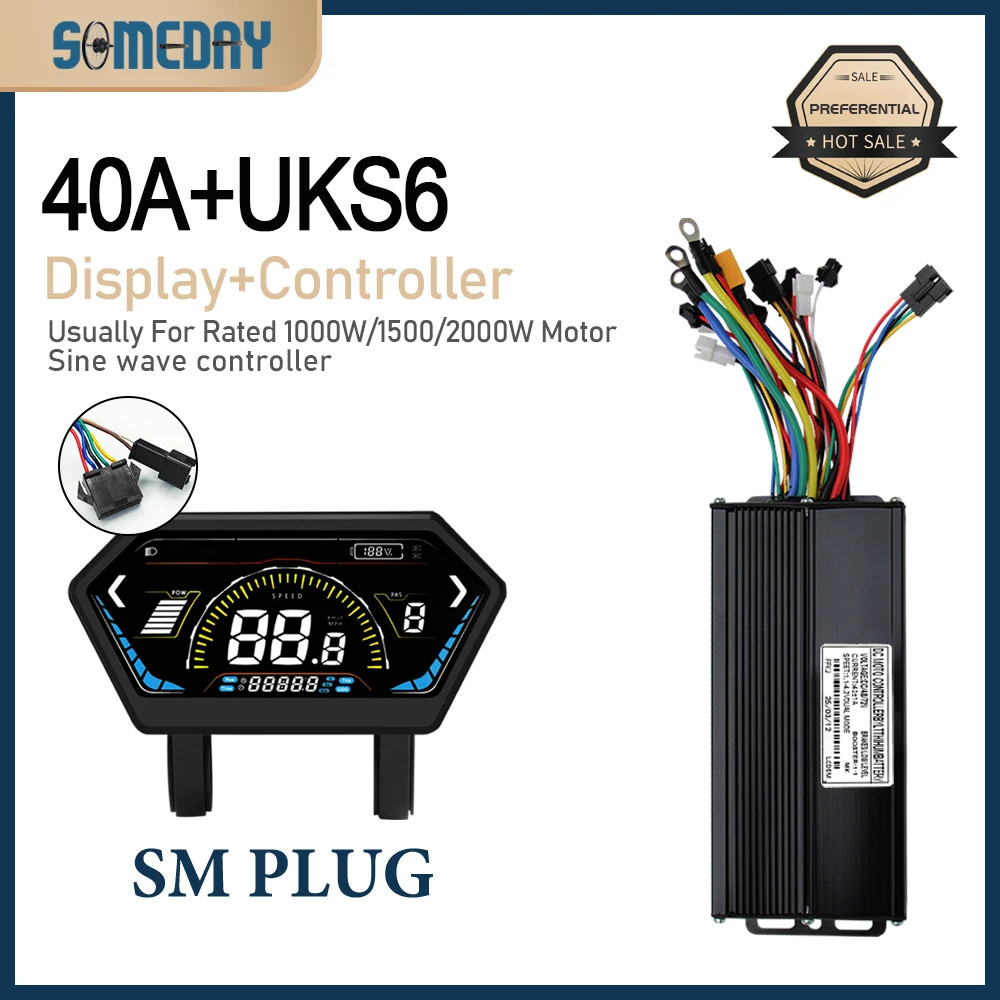Ebike 48V/72V 40A 3 Mode Sinewave Controller with Display for 1000W-3000W Motor