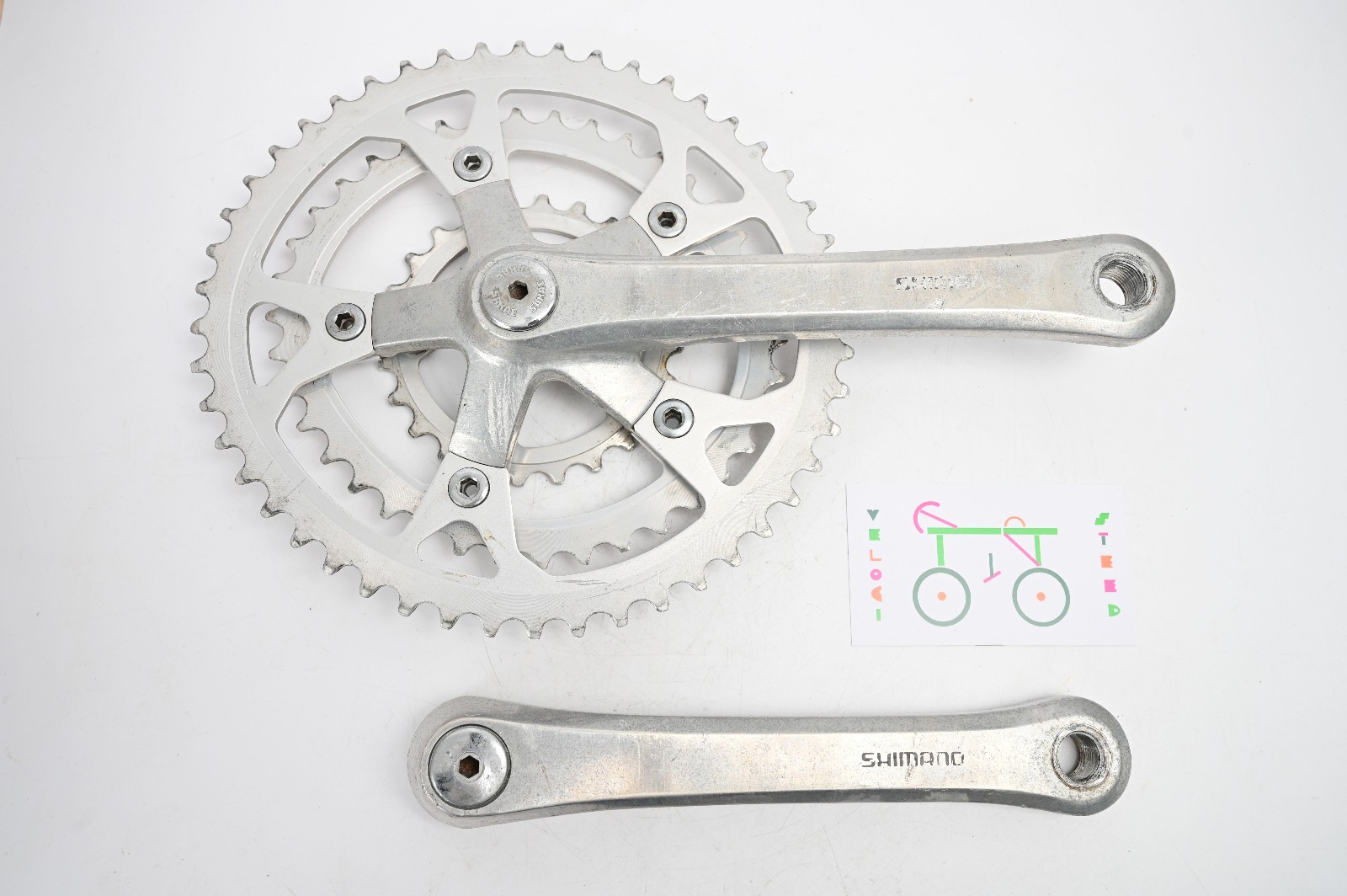 Vintage Shimano FC-B124 Silver 175mm 48/38/24t MTB Bike Biopace Triple Crankset