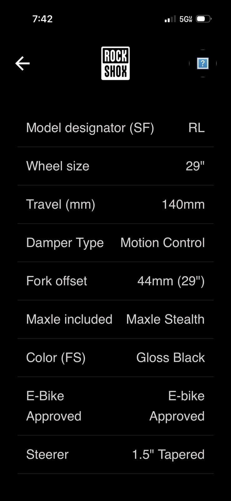 Rockshox 35 Gold RL 29” Boost, 140mm, 44mm Offset