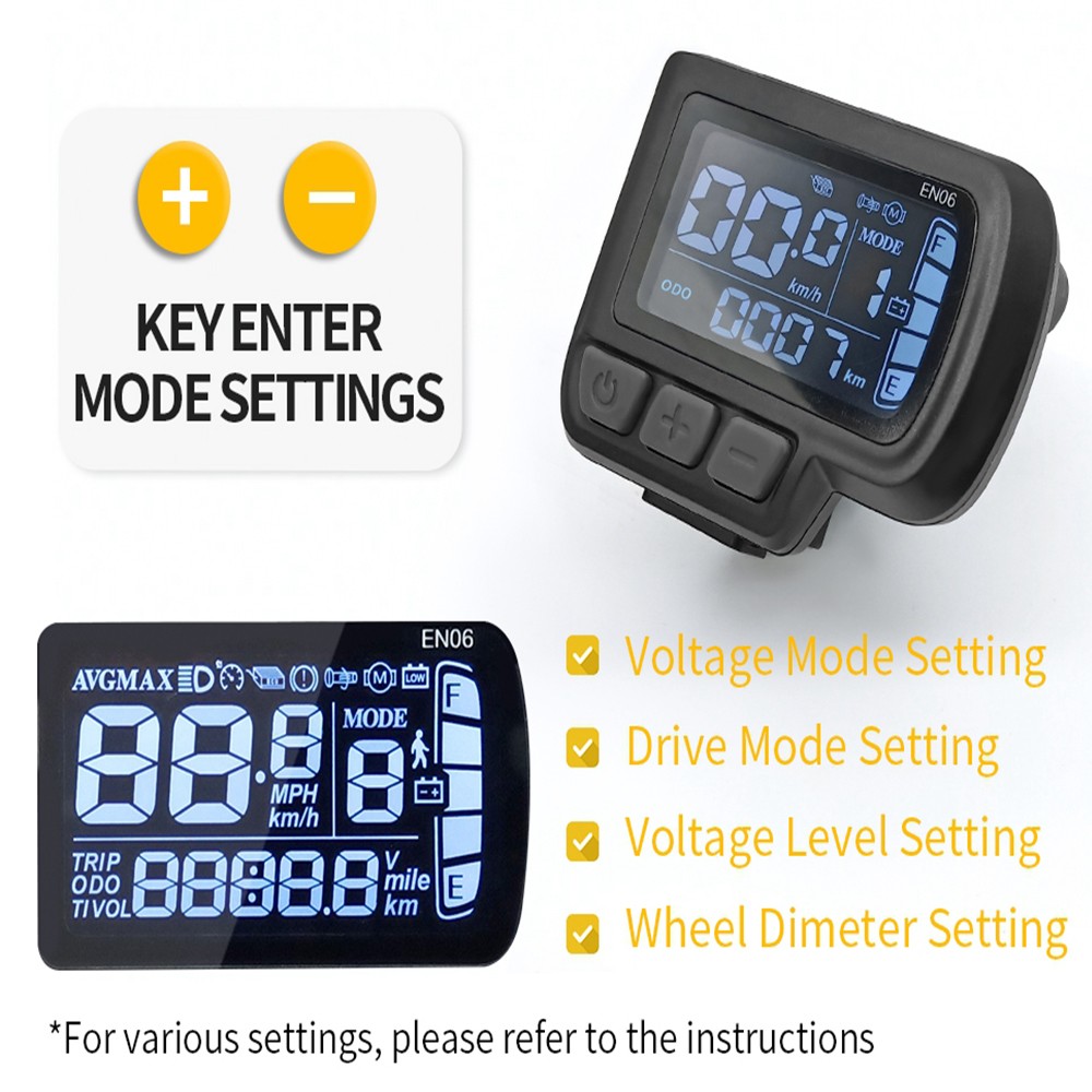 Ebike 24V/36V/48V EN06 LCD Display Power Speed Panel Meter for Electric Bike