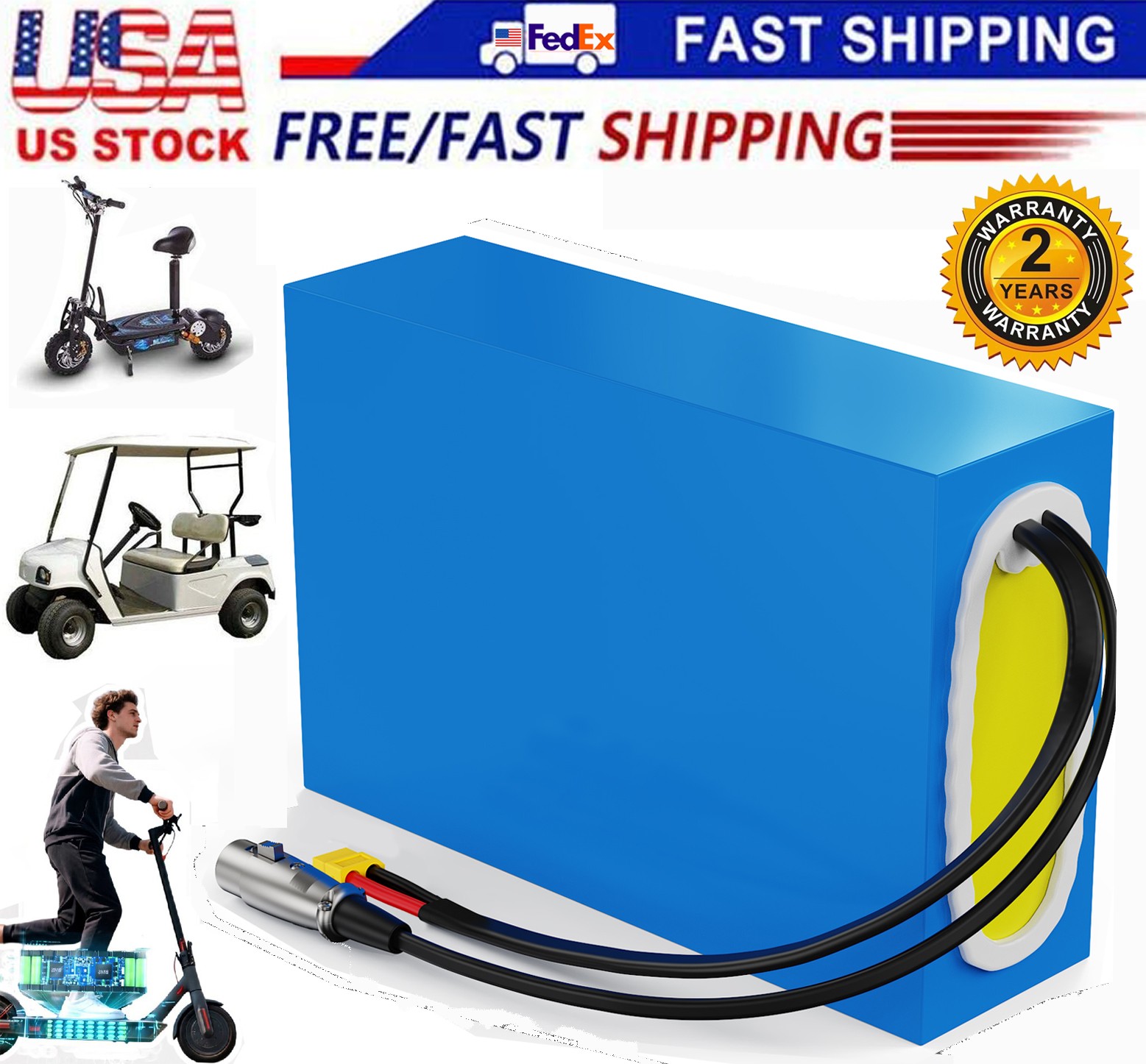 Ebike Battery 36V 48V 72V 15AH/20AH/30AH Li-Ion for 0~3000W Electric Scooter US