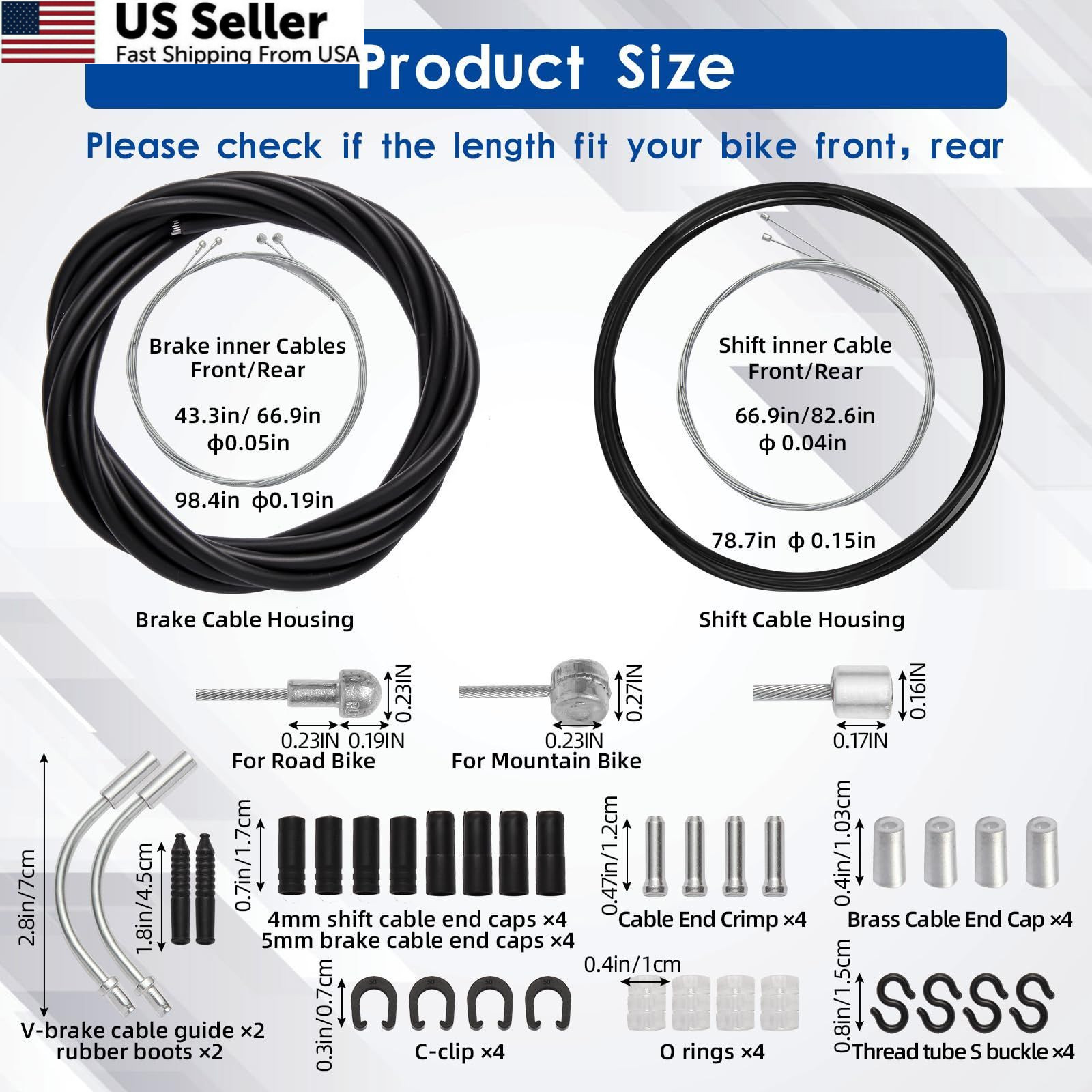 Universal Bike Brake Cable and Shift As shown in the picture, Black