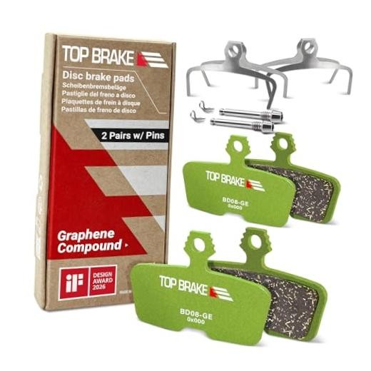 Disc Bike Brake Pads Compatible with SRAM Green (Graphene) – 2 Pairs – w/PIN