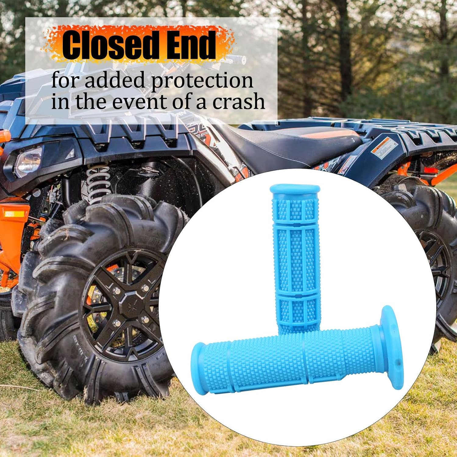 7/8» ATV Grips Upgrade Universal Handlebar Grips Soft Rubber Thumb Throttle