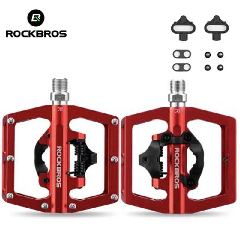 ROCKBROS Bike Cleats Pedals with SPD Sealed Clipless Flat Platform 9/16″ Pedals