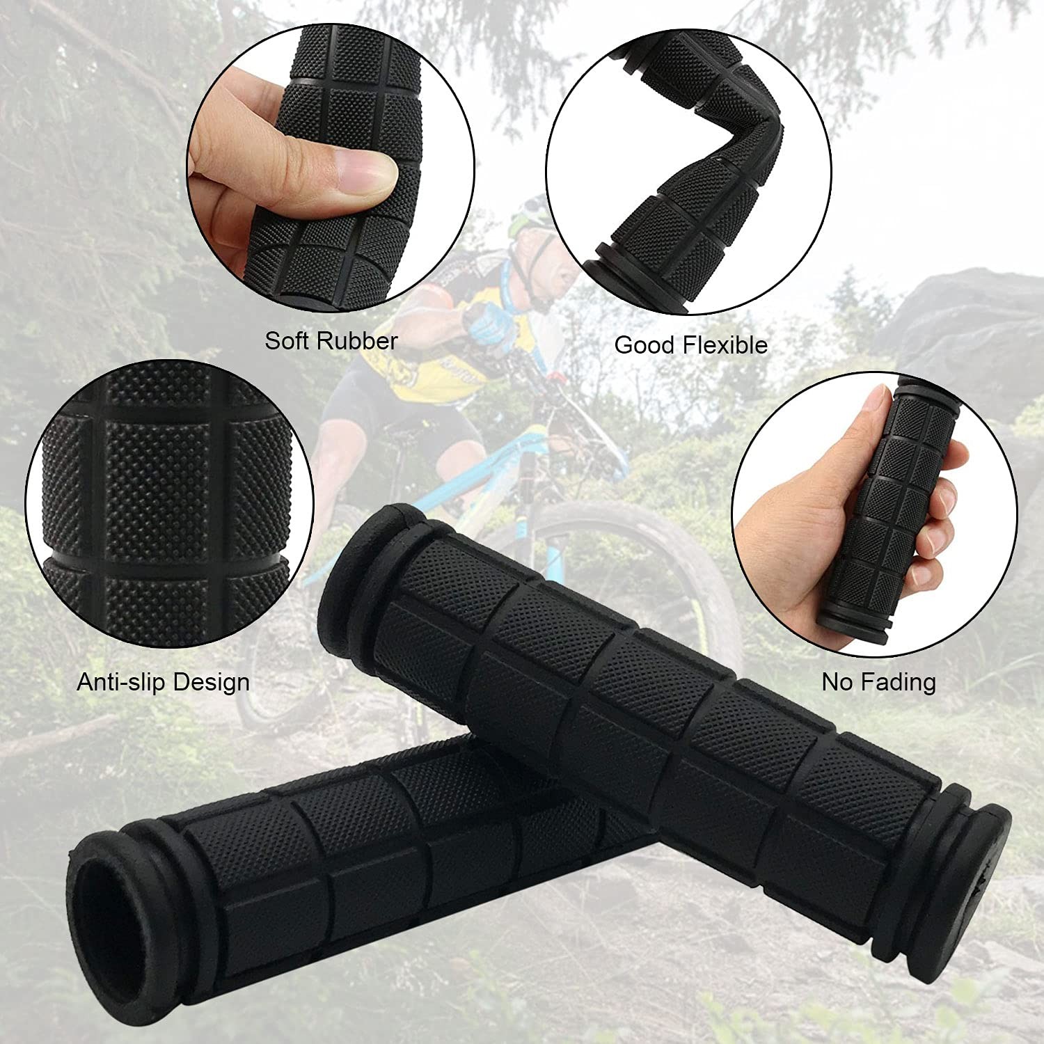 YOROZUCERY Bike Handlebar Grips with 4.72 inches x 0.87″, Black Tassel